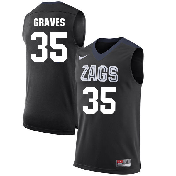 Men #35 Will Graves Gonzaga Bulldogs College Basketball Jerseys Sale-Black - Click Image to Close